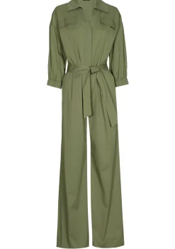 1568-60 / Comfortabele Jumpsuit In Katoen, Wijd Been