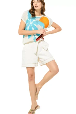 3579-93 / Comfortabele Katoenen Short, High Waist