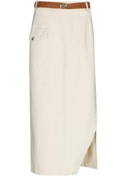 1713-34 / Comfortabele Rechte Midi Rok, Jeanslook