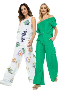 3581-69 / Comfortabele Wijde Katoenen Broek, Normal Waist