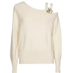 1257-34 / Elegante Fijn Gebreide Pull Met Schoudereffect
