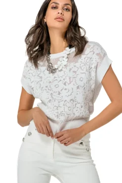 1266-91 / Elegante Half Doorschijnende Top