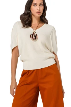 1247-34 / Fijn Gebreide Pull Met Mouweffect