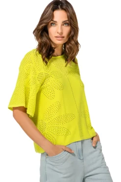 1249-80 / Fijn Gebreide Pull Met Bloemeffect