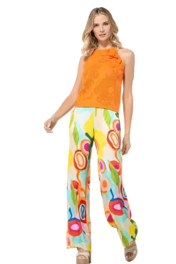 3566-79 / Frivole Soepelvallende Rechte Broek, Normal Waist