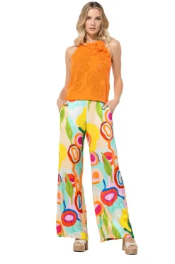 3566-79 / Frivole Soepelvallende Rechte Broek, Normal Waist