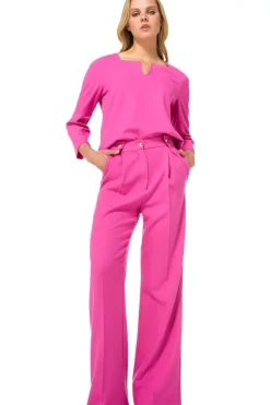 1582-73 / Geklede Comfortabele Broek, Recht Been, Mid Waist