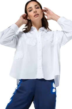 1608-90 / Korte Oversized Katoenen Bloes Met Broderie