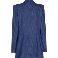 1816-24 / Licht Aansluitende Lange Soepele Jeansblazer