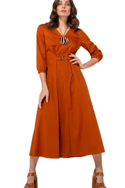 1167-35 / Licht Aansluitende Midi Jurk Met Stretch