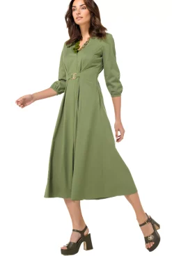 1167-60 / Licht Aansluitende Midi Jurk Met Stretch