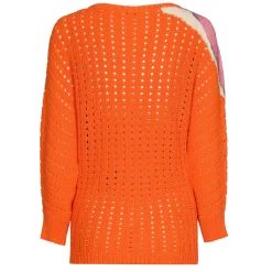 1280-69 / Los Gebreide Lange Pull Met Opdruk
