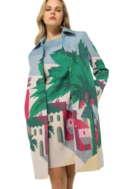 1152-69 / Rechtvallende Jurk In Katoen Met Allover Print