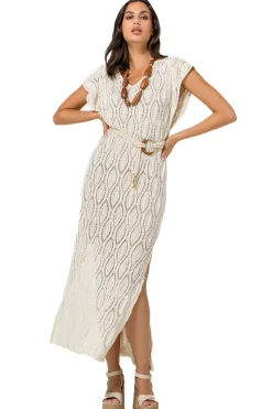 1140-34 / Rechtvallende Midi Jurk In Crochet