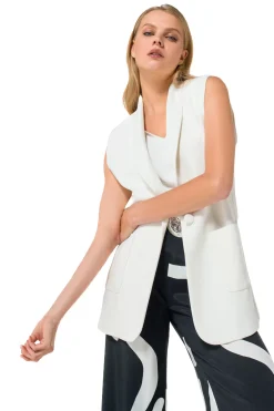 1830-91 / Rechtvallende Mouwloze Blazer Met Schoudereffect
