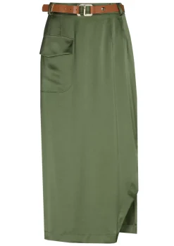 1767-61 / Rechtvallende Shiny Midi Rok