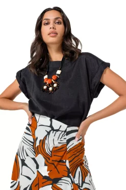 1627-10 / Rechtvallende Top Met Mouweffect