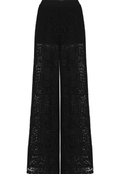 1546-10 / Soepelvallende Broek In Crochet, Wijd Been, Normal Waist