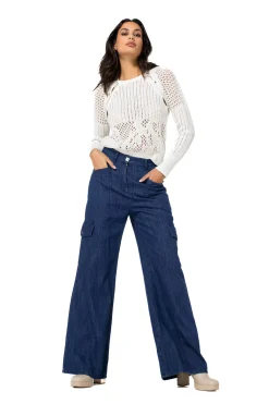 1512-24 / Soepelvallende Cargojeans, Wijd Been, Normal Waist