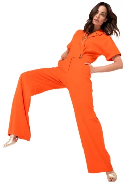 1580-53 / Soepelvallende Comfortabele Jumpsuit, Wijd Been