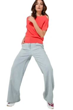 1525-25 / Soepelvallende Jeans, Wijd Been, High Waist