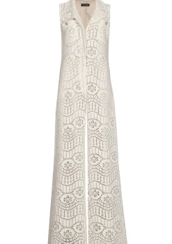 1543-34 / Soepelvallende Jumpsuit In Crochet, Wijd Been