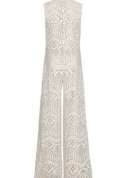 1543-34 / Soepelvallende Jumpsuit In Crochet, Wijd Been