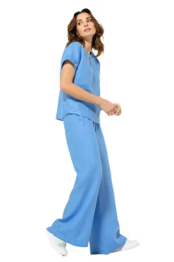 3571-24 / Wijde Broek In Linnen, Normal Waist