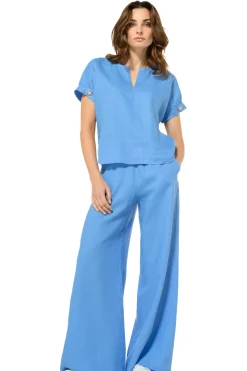 3571-24 / Wijde Broek In Linnen, Normal Waist