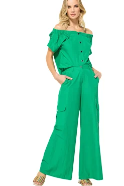 3554-61 / Wijde Broek Katoenmix, Normal Waist